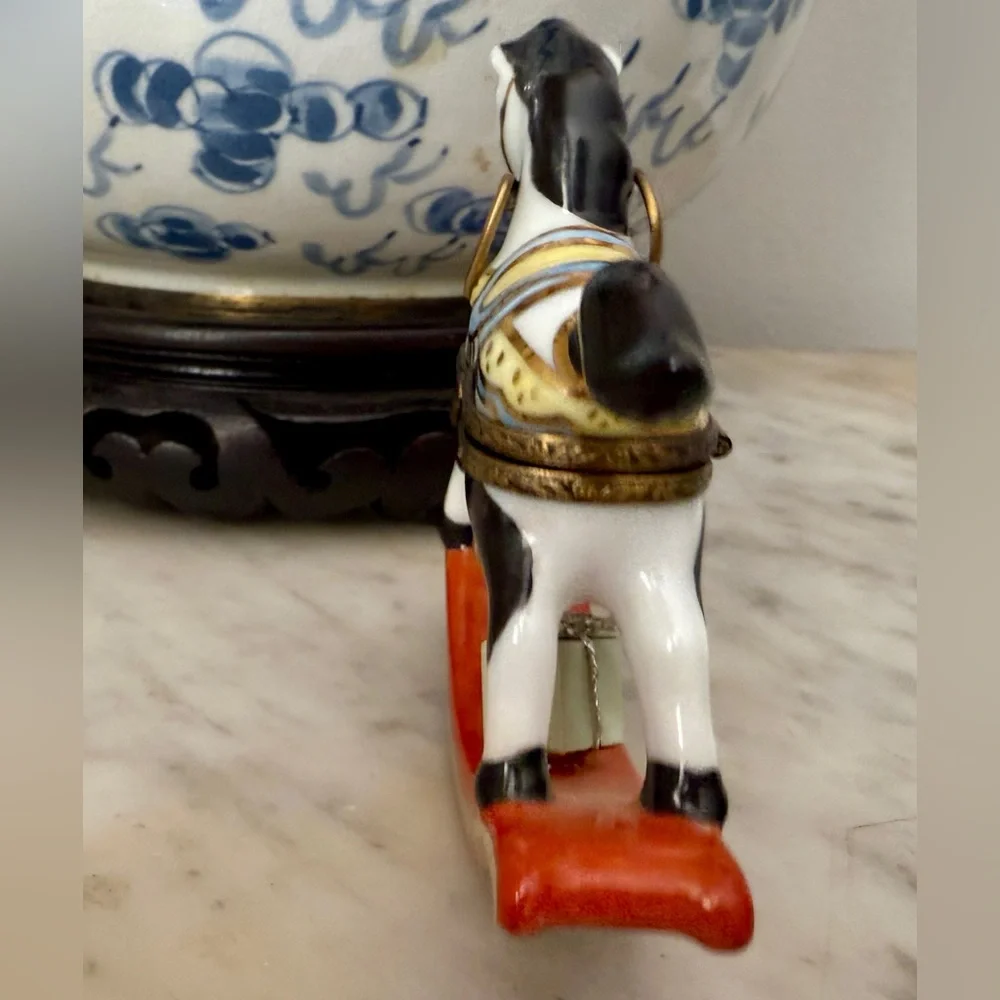 Vintage Limoges France Hand-painted Rocking Horse Trinket Box - Picture 5 of 6